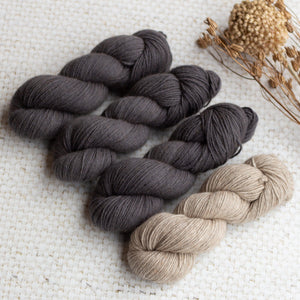 Louie & Lola Yarns Alma Cardigan Kit - Charcoal & Natural