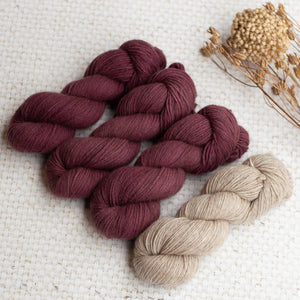 Louie & Lola Yarns Alma Cardigan Kit - Pinot & Natural