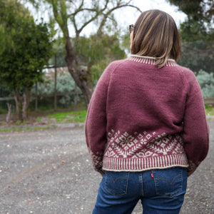 Louie & Lola Yarns Alma Cardigan Kit - Pinot & Natural