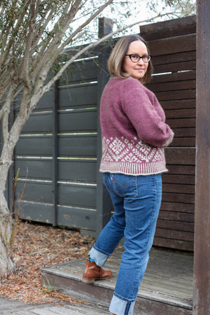 Louie & Lola Yarns Alma Cardigan Kit - Pinot & Natural