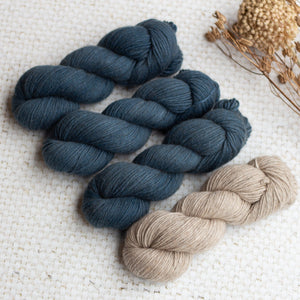 Louie & Lola Yarns Alma Cardigan Kit - Shearwater & Natural