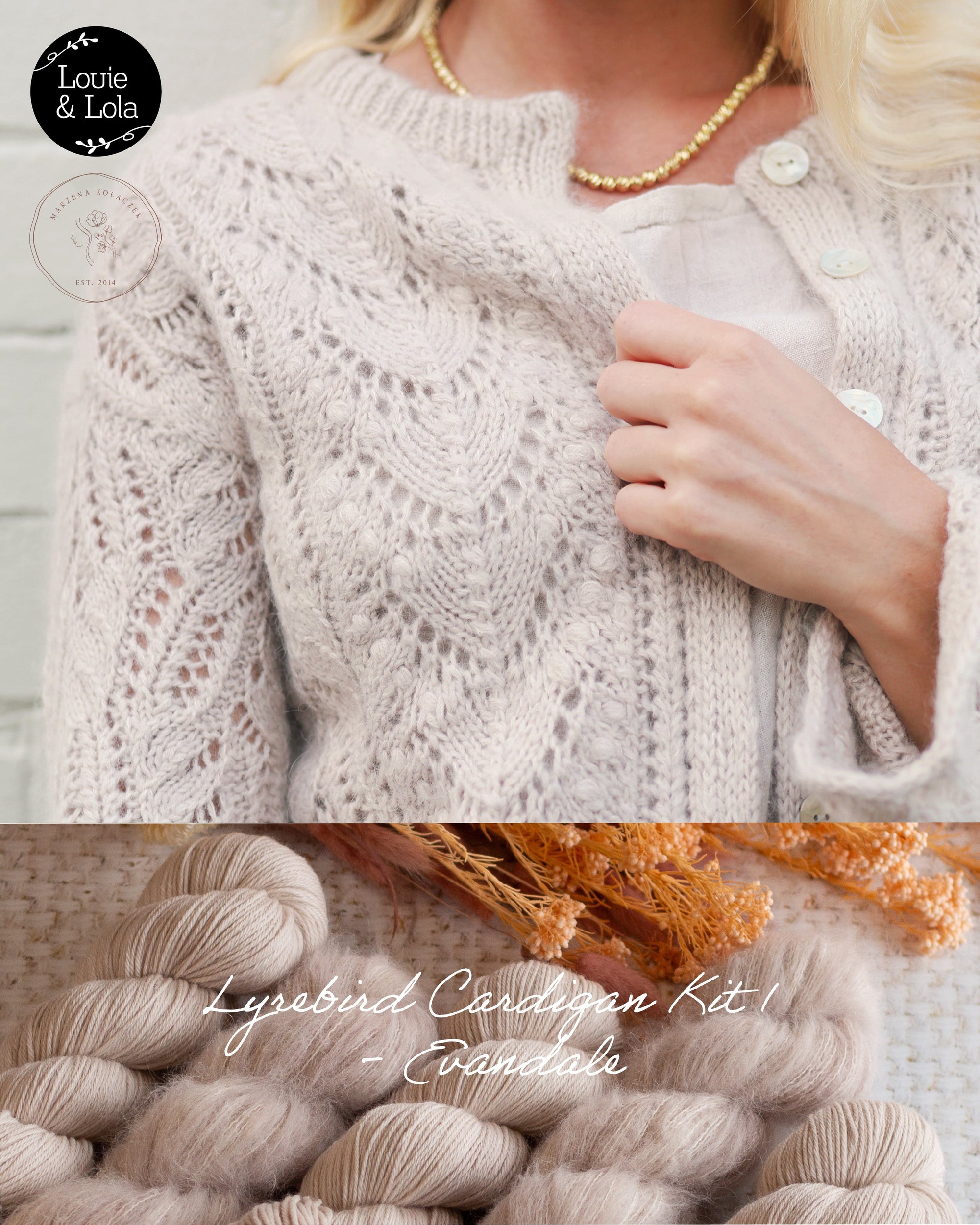 Louie & Lola Yarns Lyrebird Cardigan - Kit 1 - Evandale