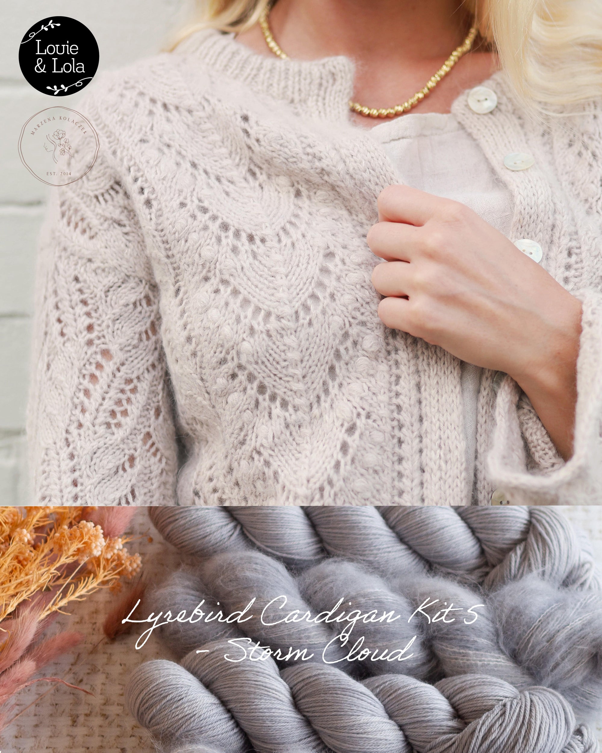 Louie & Lola Yarns Lyrebird Cardigan - Kit 5 - Storm Cloud